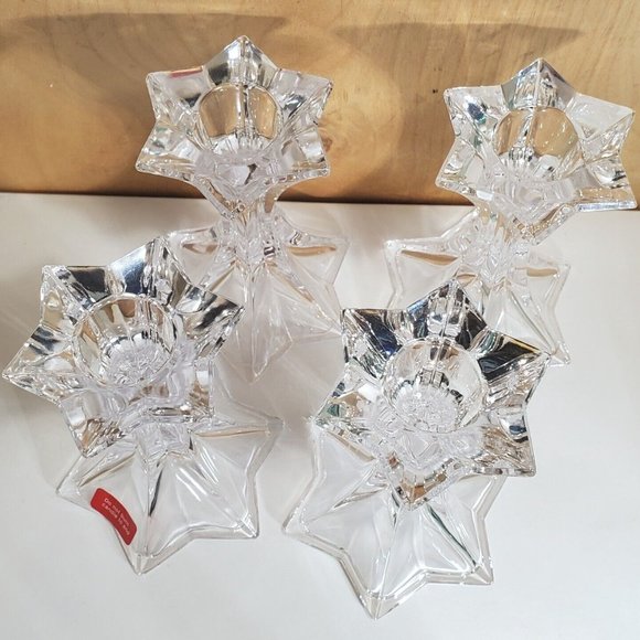 4 DePlomb Crystal Fire Star Six-point Candle Holders USA celestial taper candle - Picture 2 of 10